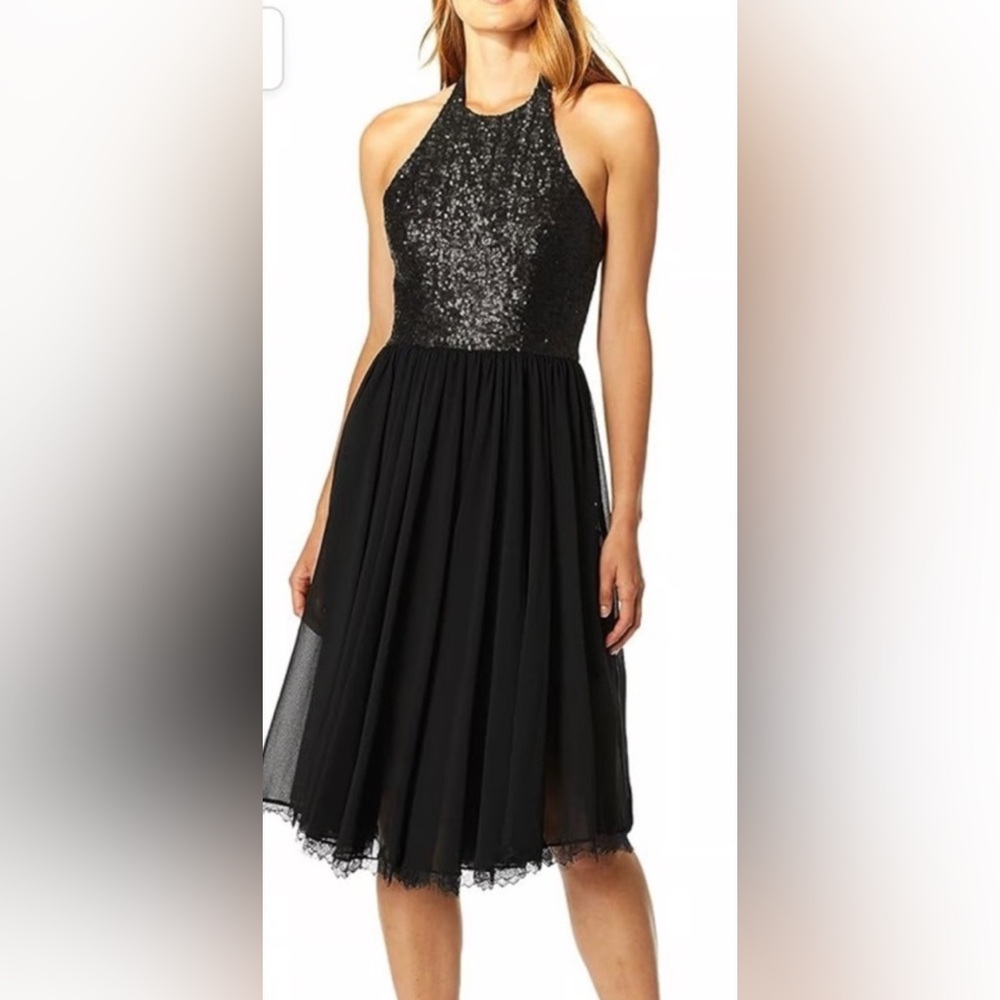 Dress the Population Black Sequin Halter